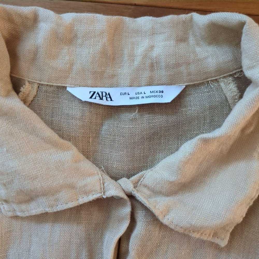 ZARA ◆ Long-sleeve Linen Long Shirt Dress Size L - image 4