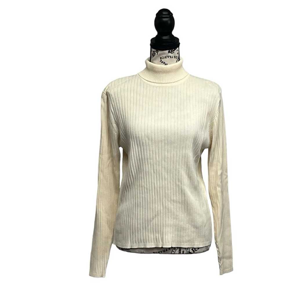 Mountain Lake Vtg Y2k Cream Ribbed Turtleneck Swe… - image 1