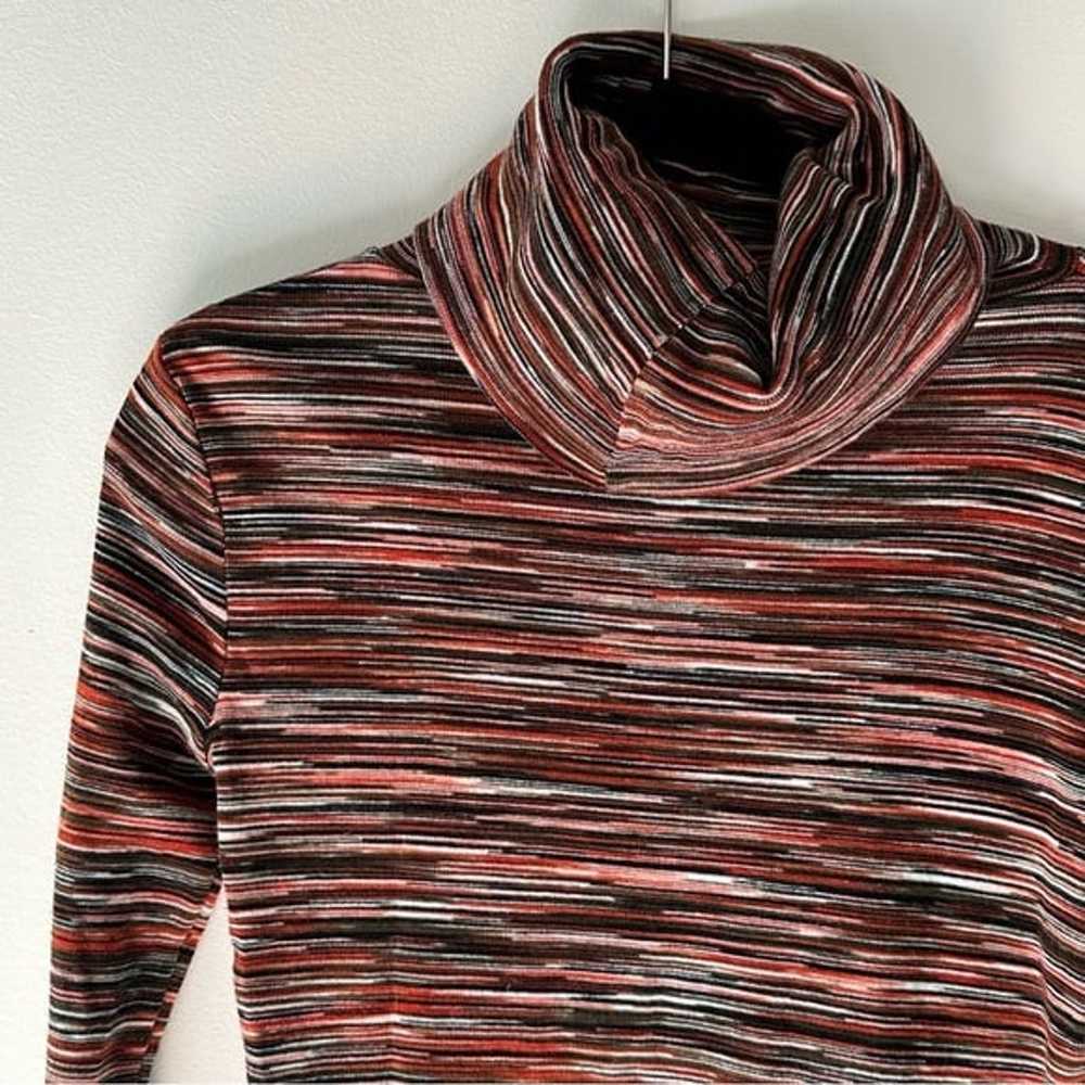 60s Vintage Longsleeve Turtleneck Top Multi Color… - image 2