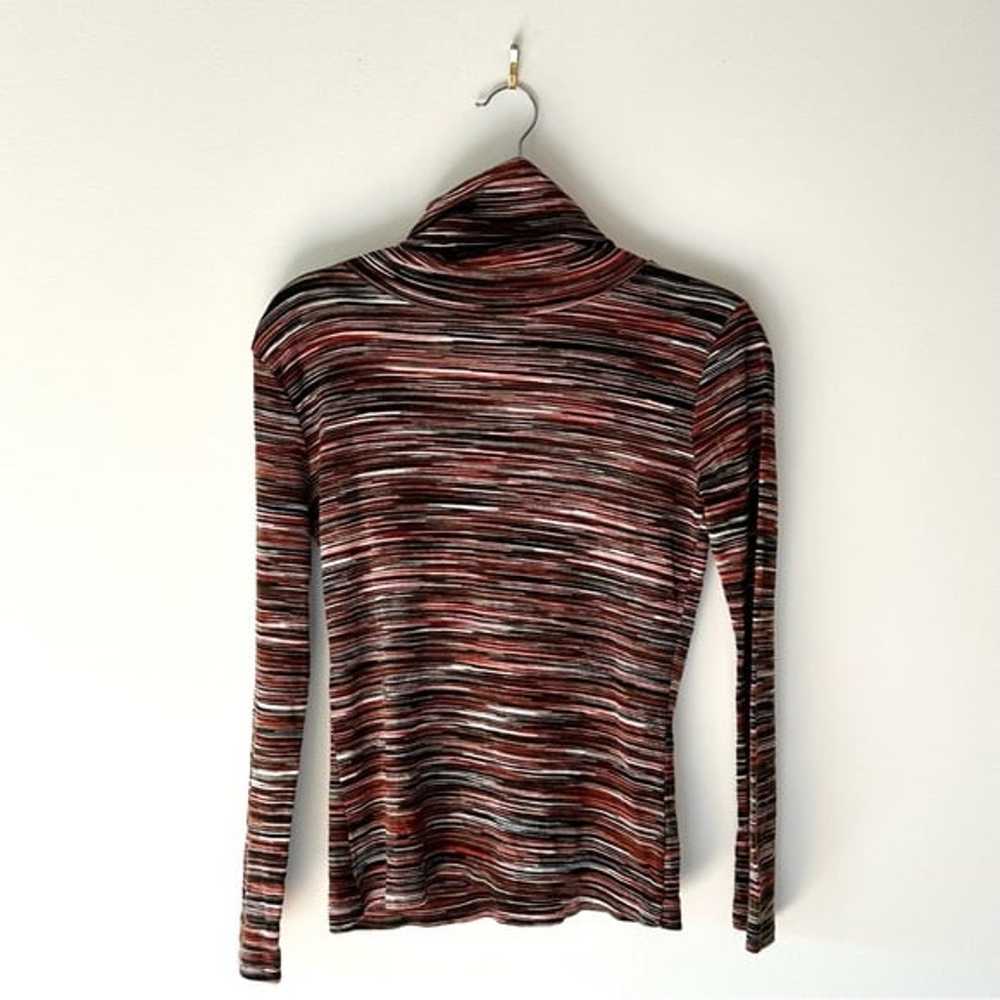 60s Vintage Longsleeve Turtleneck Top Multi Color… - image 3