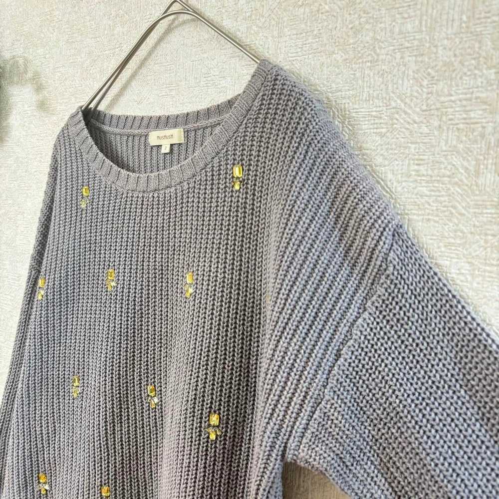 Hash Ash Knit M Grey with Beads Studs Ribbed Casu… - image 6