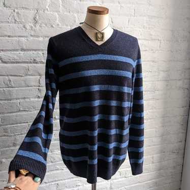 Y2K Vintage Wool Blue Stripes Knit Sweater Preppy 