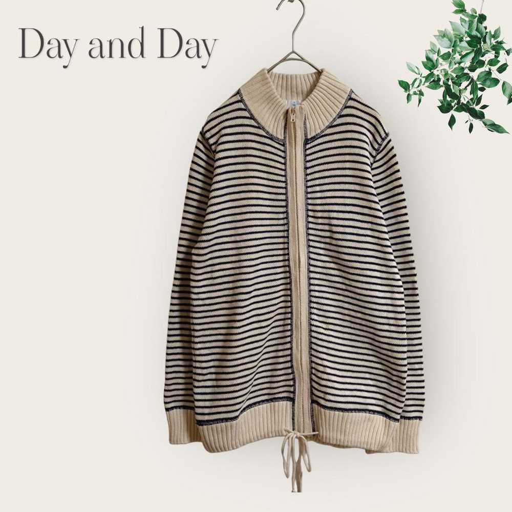 ☆ [Day and DAY] Tops Full Zip Knit Cotton Border - image 1