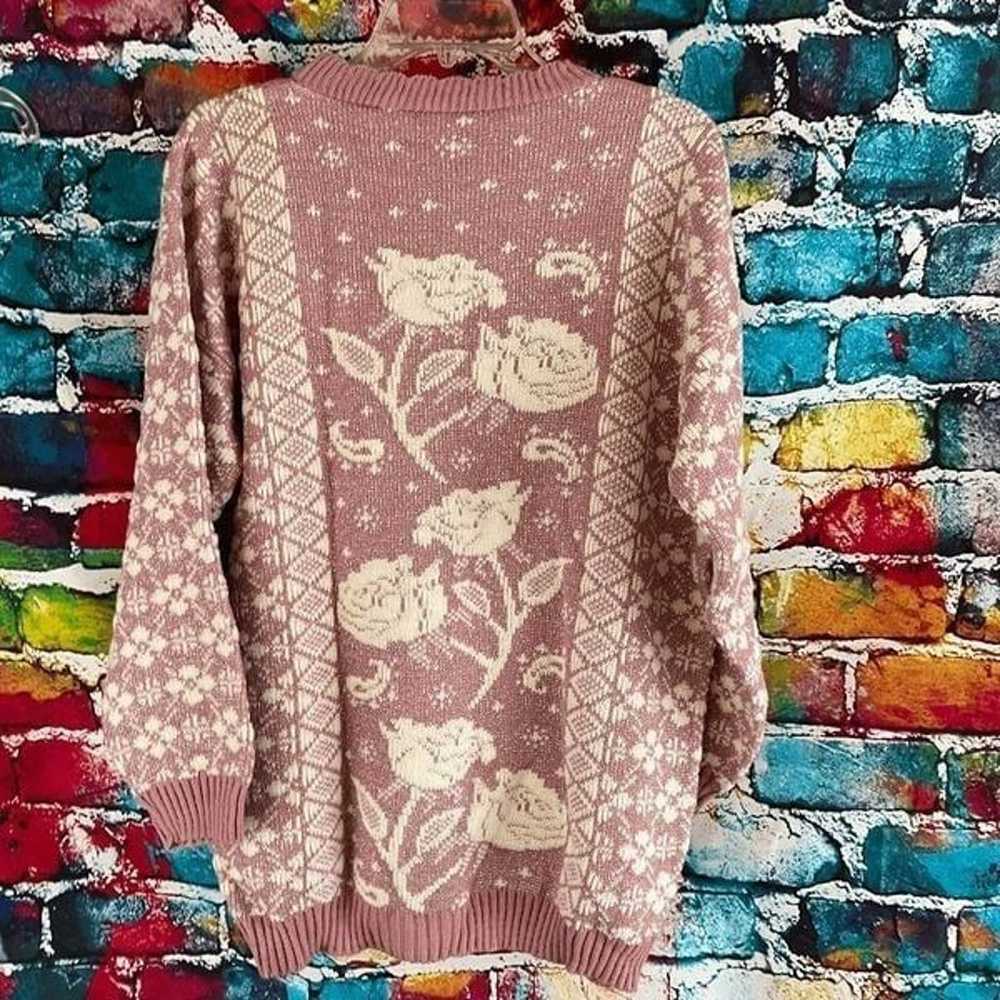 Vintage Private Eyes Adele Knit Pink Glitter Rose… - image 4