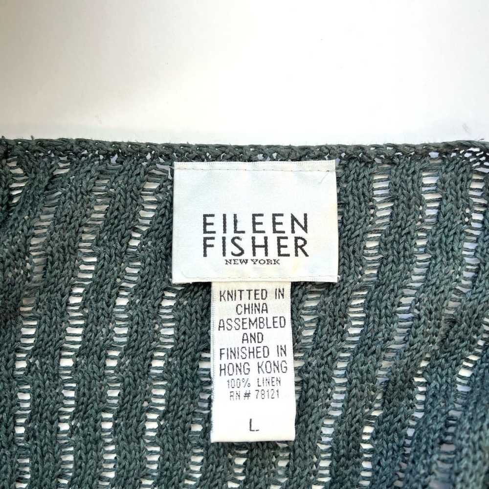 Eileen Fisher Linen Cardigan Open Knit Forest Gre… - image 7