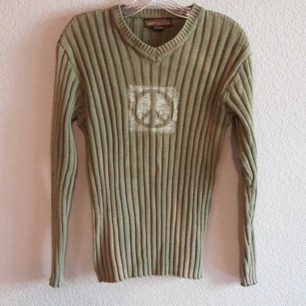 Lakhay's Collection Vintage Olive Green V-Neck Pe… - image 1