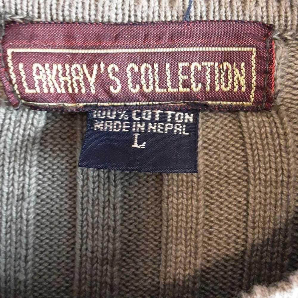 Lakhay's Collection Vintage Olive Green V-Neck Pe… - image 2