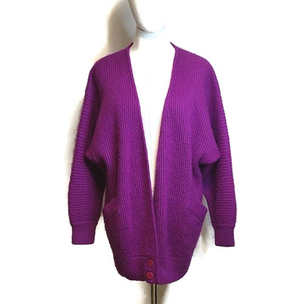 Vintage PGE Dolman Sleeve Purple Fuchsia Rib Knit… - image 11