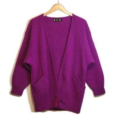 Vintage PGE Dolman Sleeve Purple Fuchsia Rib Knit… - image 1