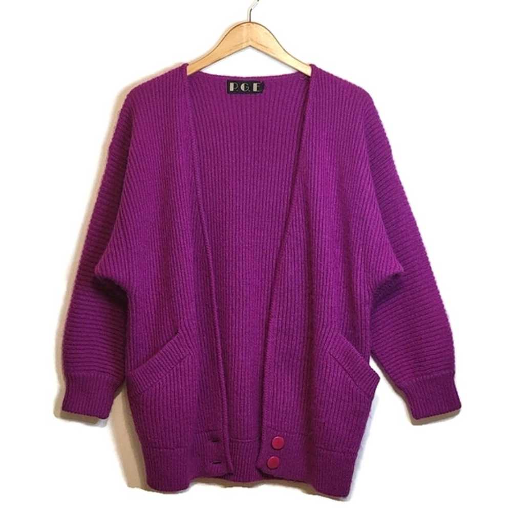 Vintage PGE Dolman Sleeve Purple Fuchsia Rib Knit… - image 6