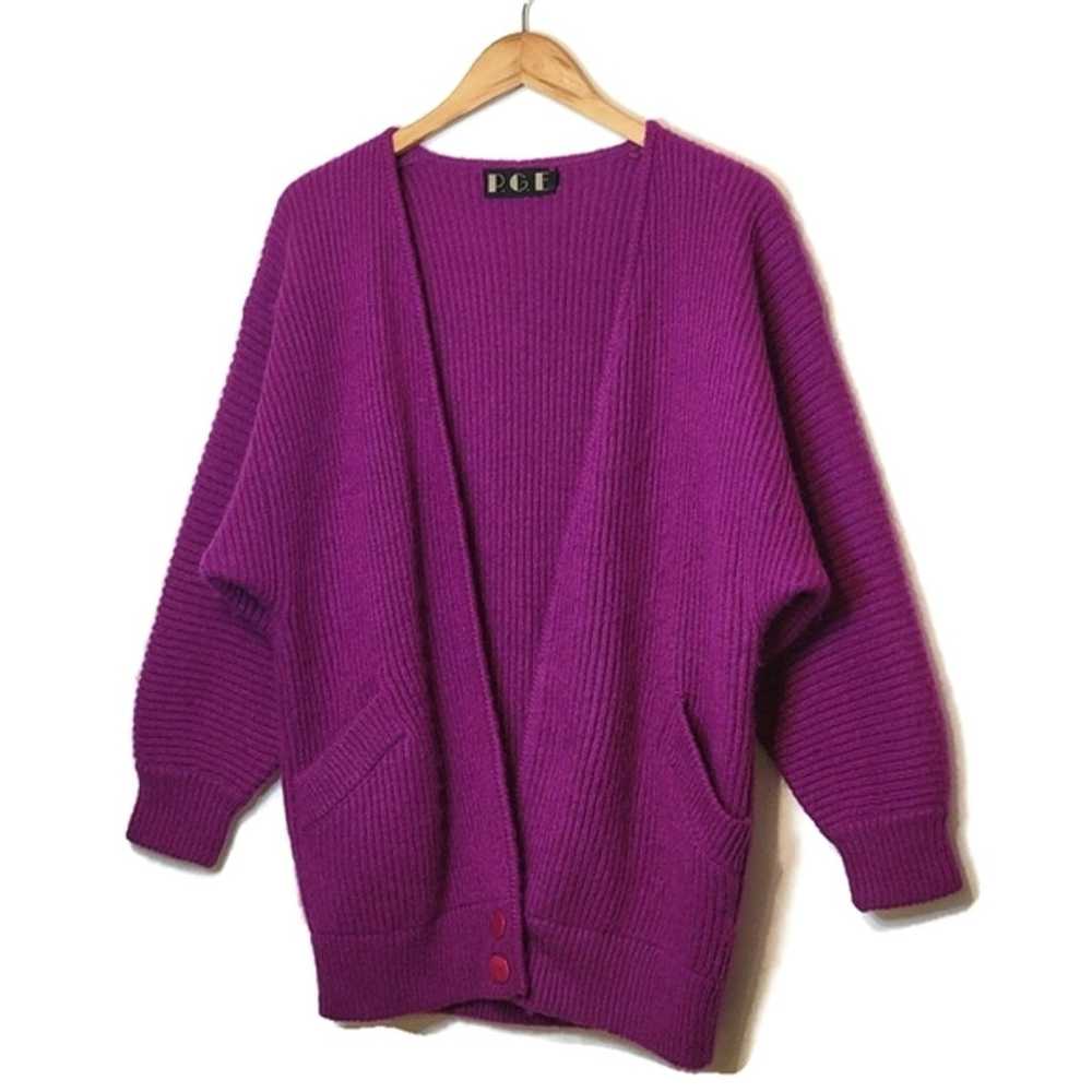 Vintage PGE Dolman Sleeve Purple Fuchsia Rib Knit… - image 7