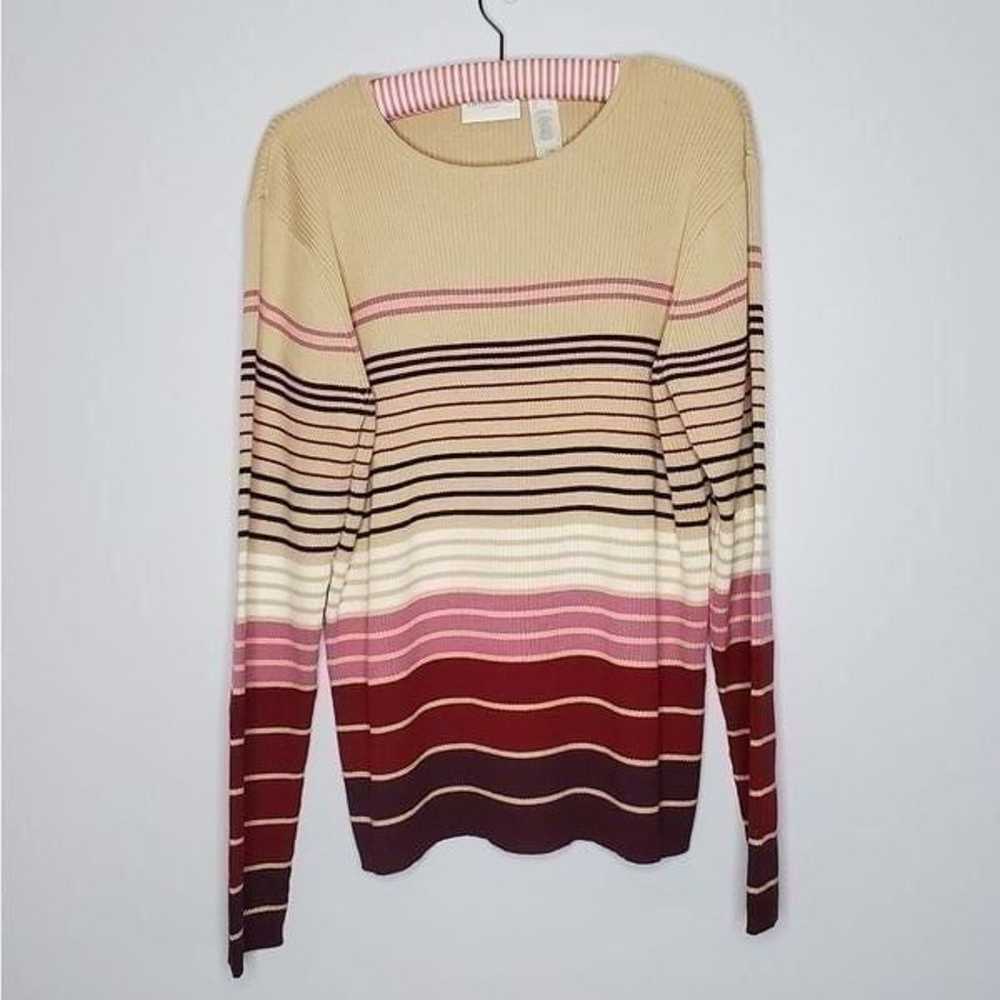 Liz Claiborne XL Liz Sport Cotton Sweater Striped - image 3