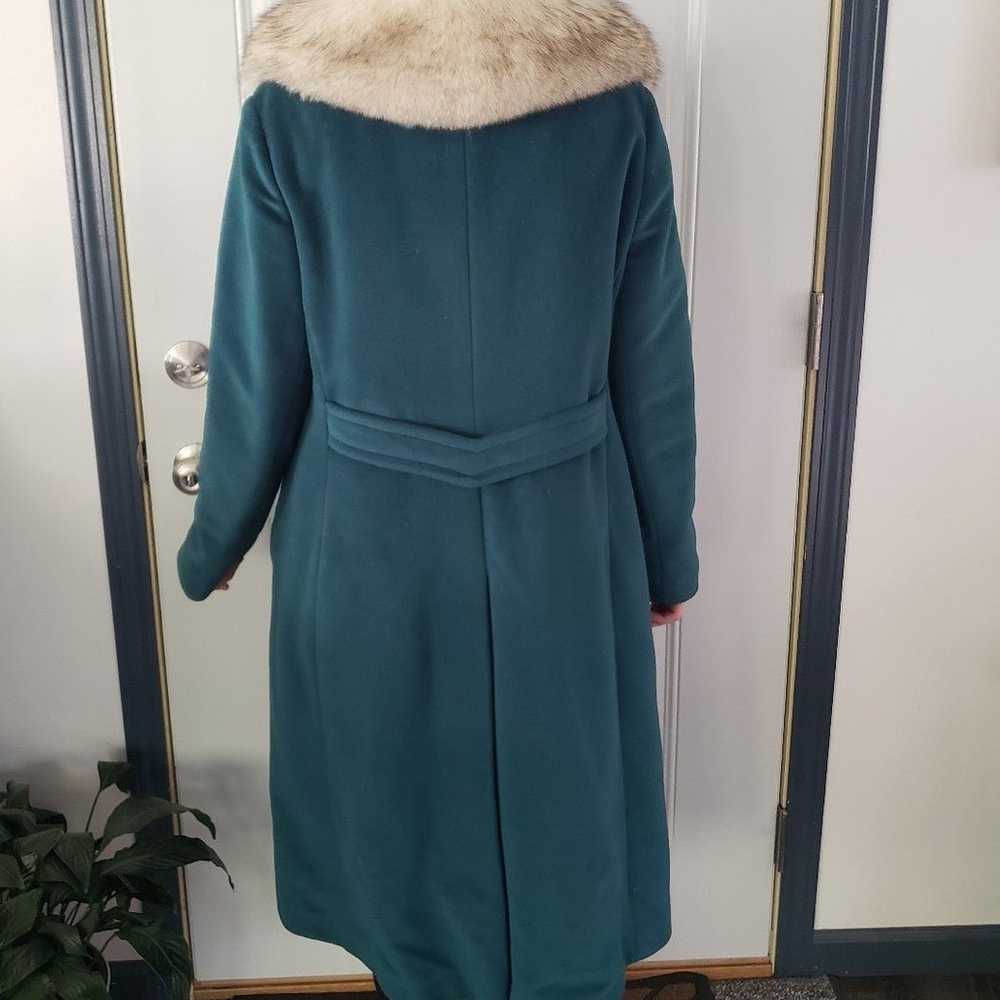 60s Green Cashmere(?) Overcoat with Fur Collar - image 3