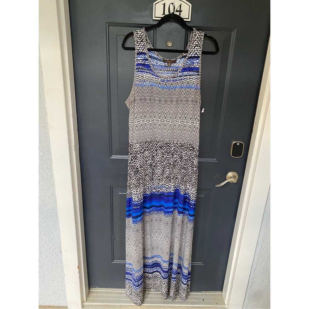 Sever Fever Maxi Dress- Black White Blue Geometri… - image 1