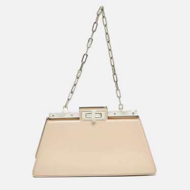 FENDI Beige Patent Leather Medium Peekaboo Cut Bag - image 1