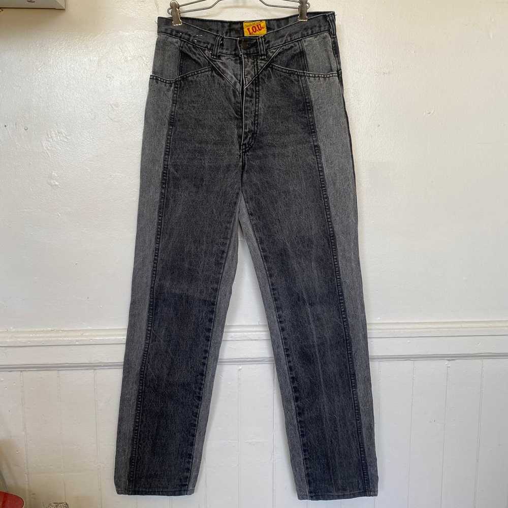 Vintage Two Tone Gray I.O.U. High Rise Denim Skin… - image 2