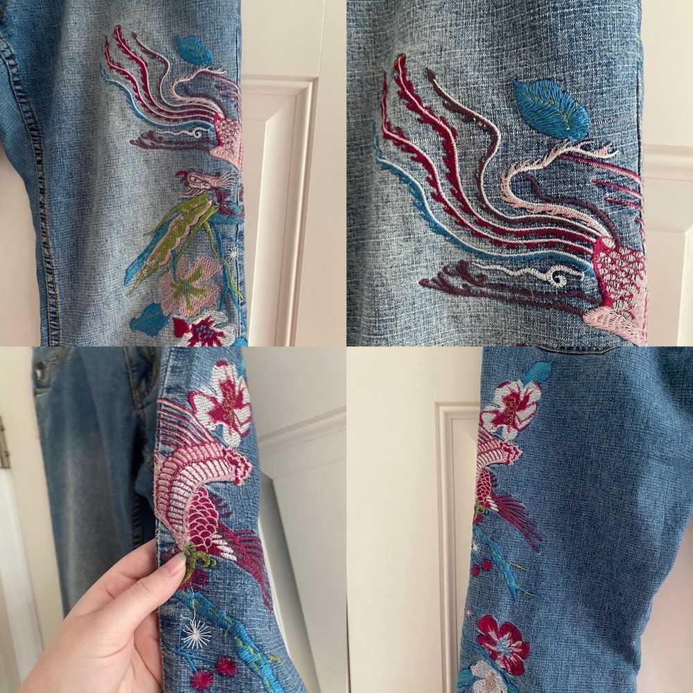 Vintage Y2K Ellie Jeans Embroidered Blue Pink Den… - image 11