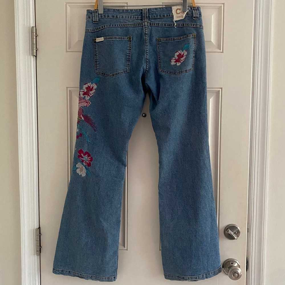 Vintage Y2K Ellie Jeans Embroidered Blue Pink Den… - image 5