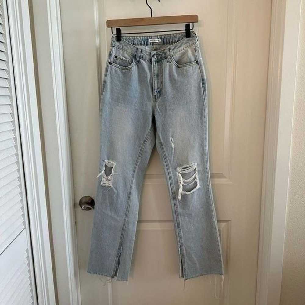 Avec Les Filles Distressed Split Hem Jeans - image 1