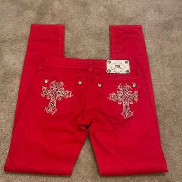 Miss Me red skinny low waist pants 25 Y2K vintage… - image 1