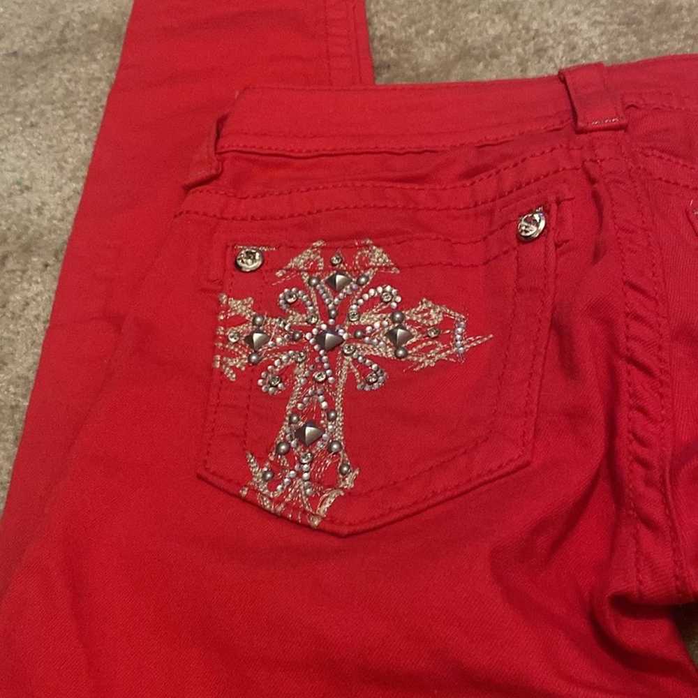 Miss Me red skinny low waist pants 25 Y2K vintage… - image 3