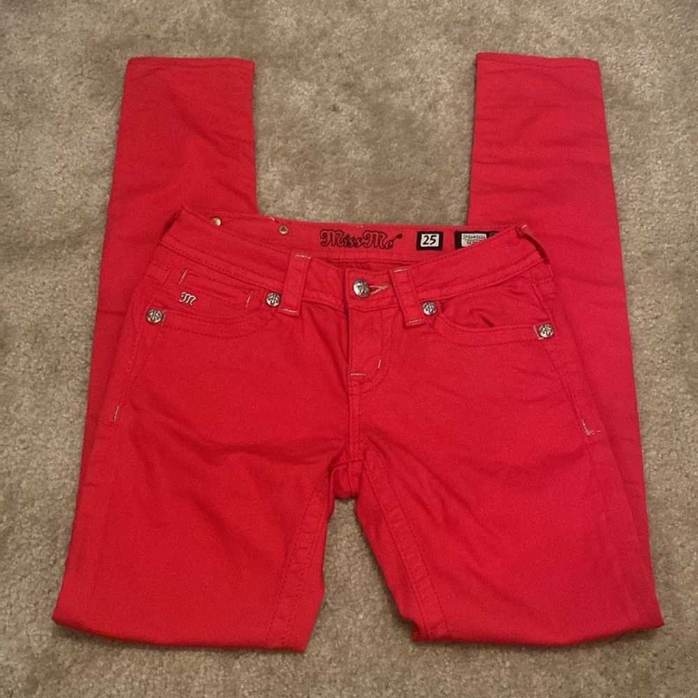 Miss Me red skinny low waist pants 25 Y2K vintage… - image 4