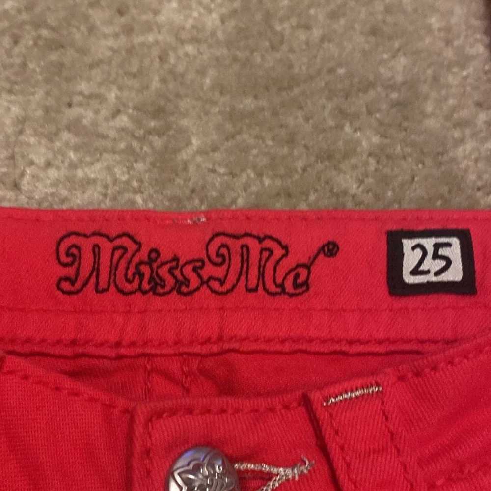 Miss Me red skinny low waist pants 25 Y2K vintage… - image 5