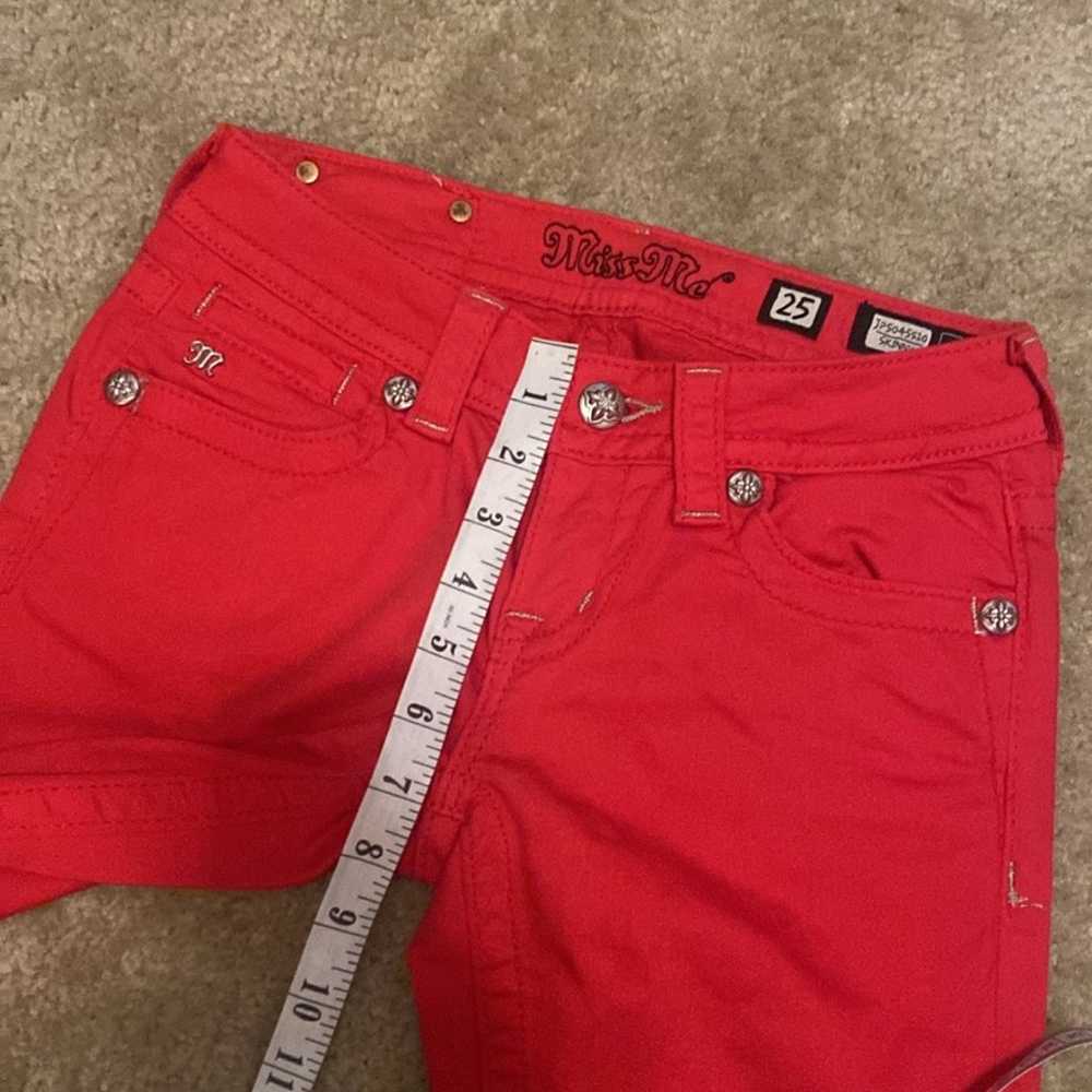 Miss Me red skinny low waist pants 25 Y2K vintage… - image 9