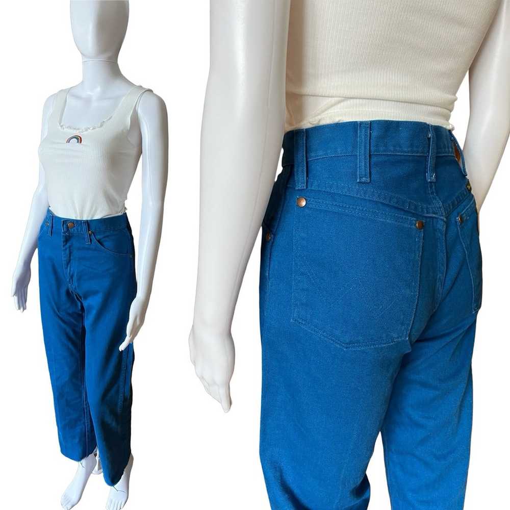 Vintage 1970s Wrangler blue Jean denim Western bo… - image 3