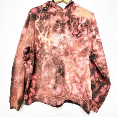 Fila Fila Black Pink Marble Tie Dye Pullover Hood… - image 1