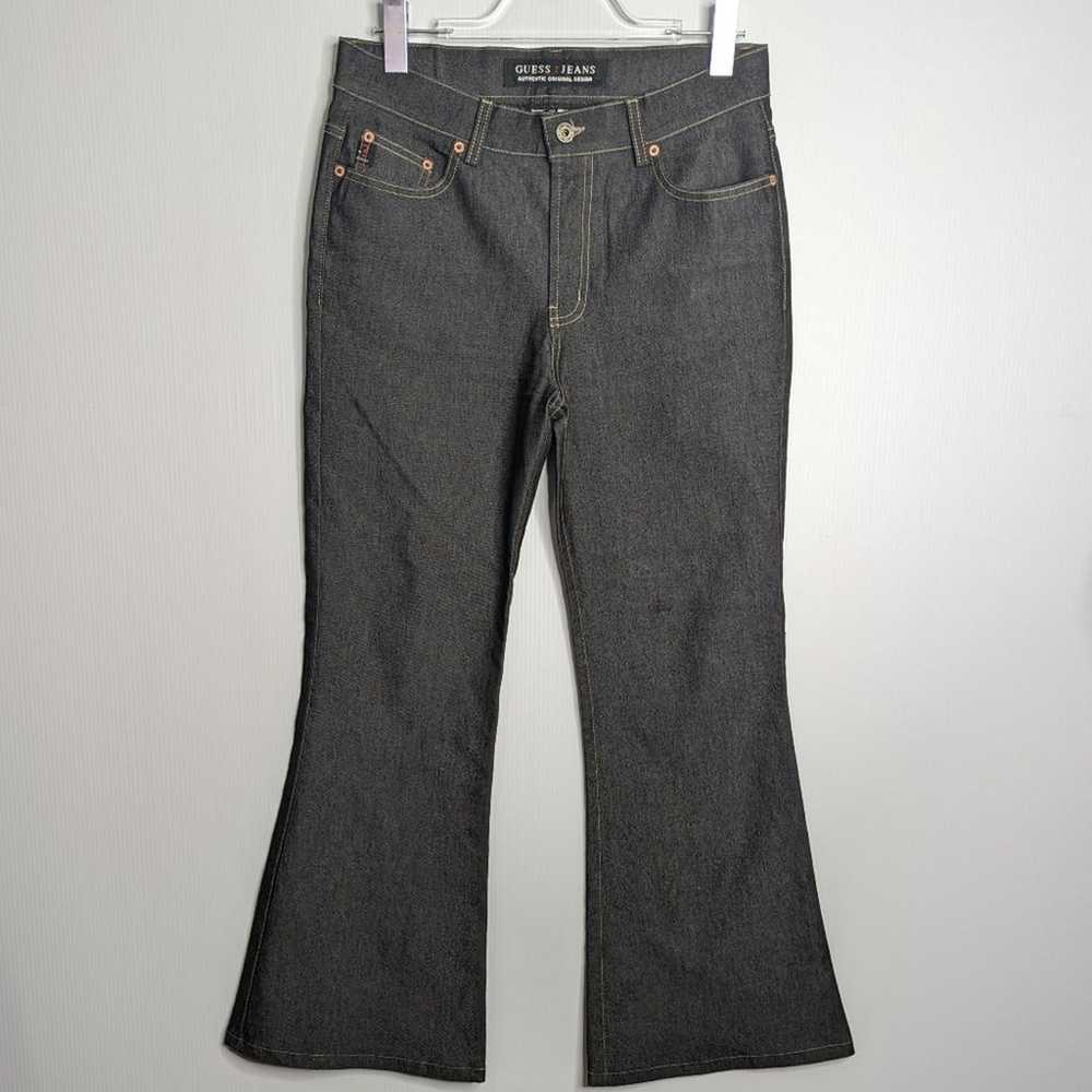 Vintage 90's Guess Jeans High Rise Flare Charcoal… - image 1