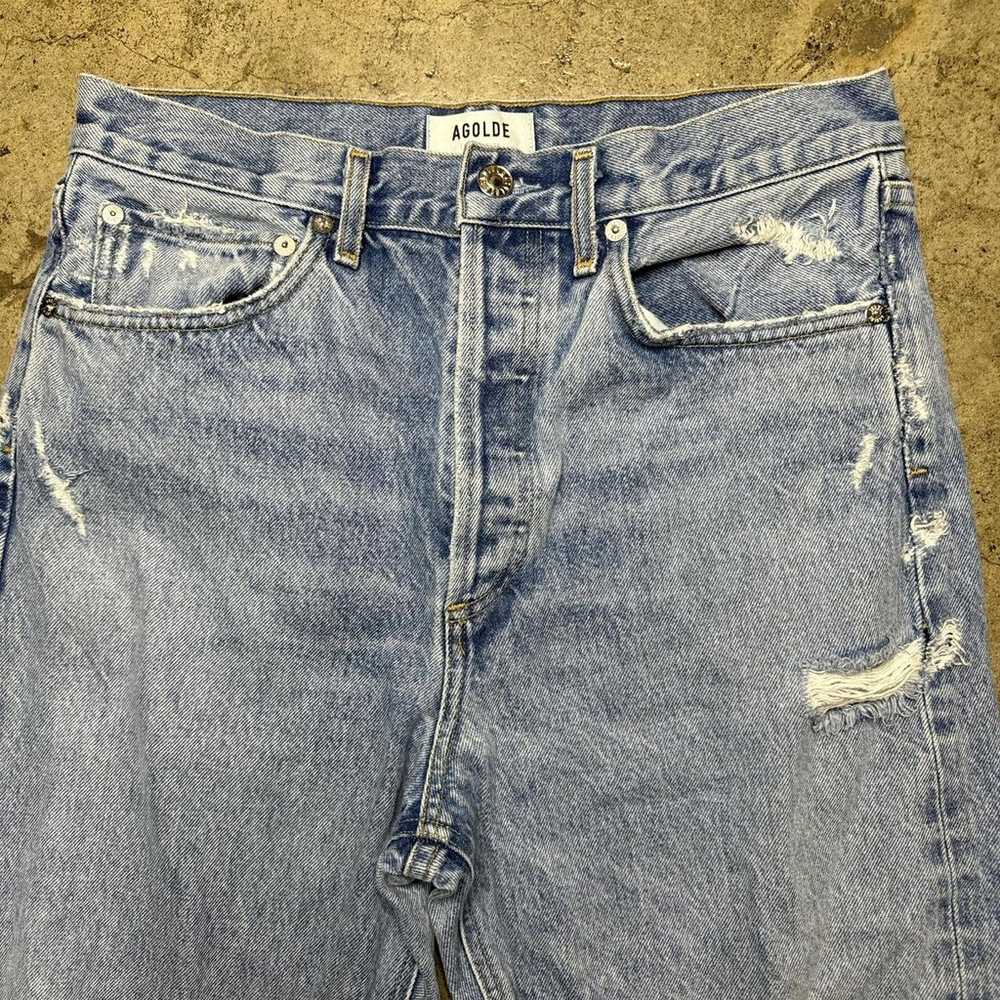 AGOLDE Women's Blue Jeans size 27 distressed grea… - image 4