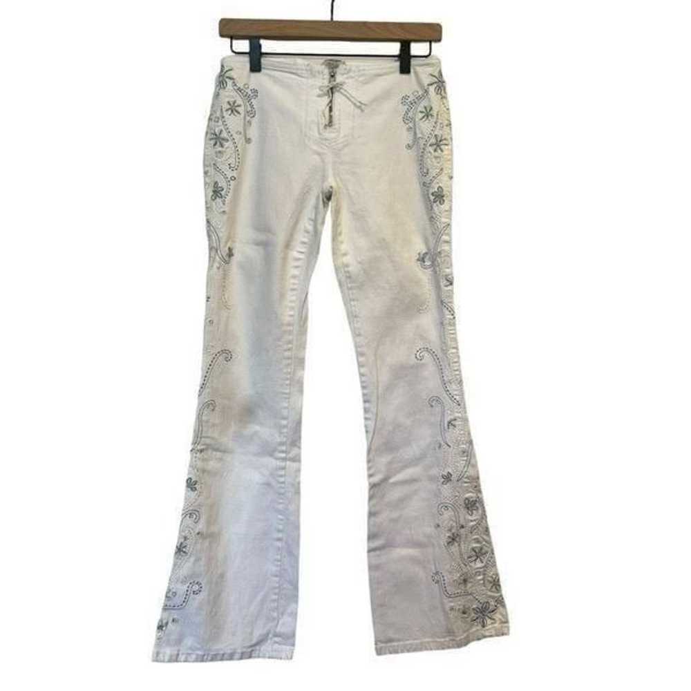 Z. Cavaricci Vintage Embroidered White Boot Cut E… - image 1