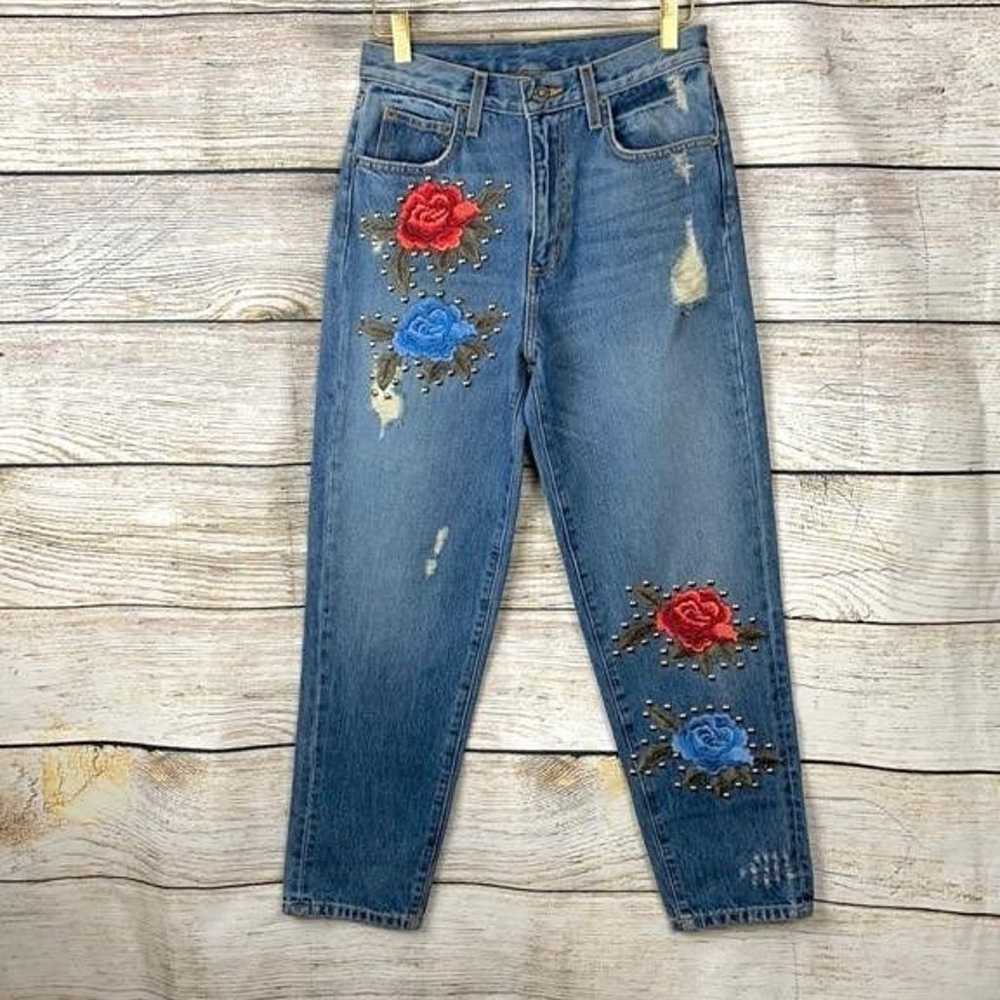 CARMAR High Rise Embroidered Mom Jeans - image 1