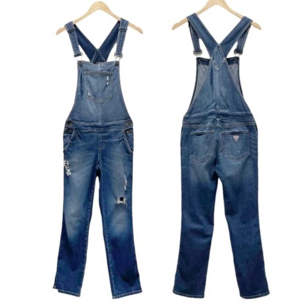 Vintage Guess Jeans Distressed Denim Overalls Med… - image 1