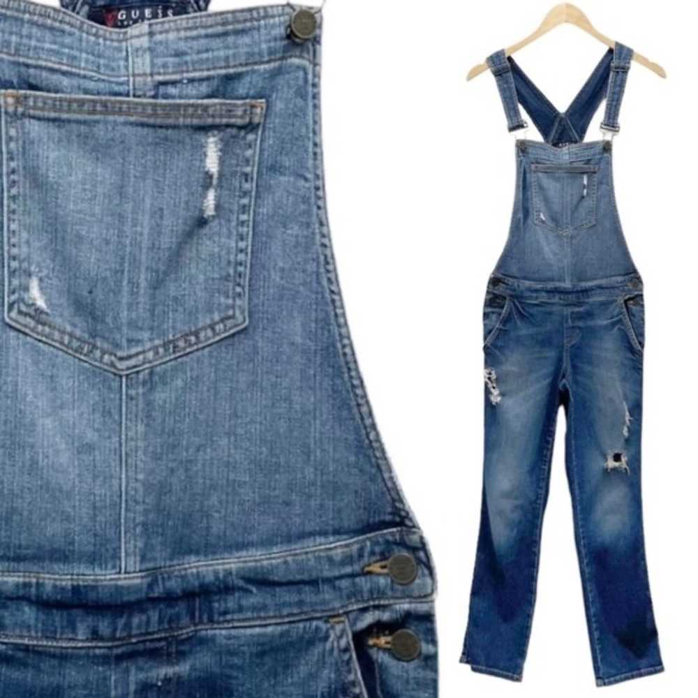 Vintage Guess Jeans Distressed Denim Overalls Med… - image 6