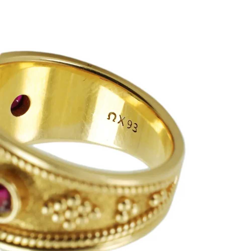 Vintage Etruscan Style 18k Gold Emerald Ruby and … - image 7