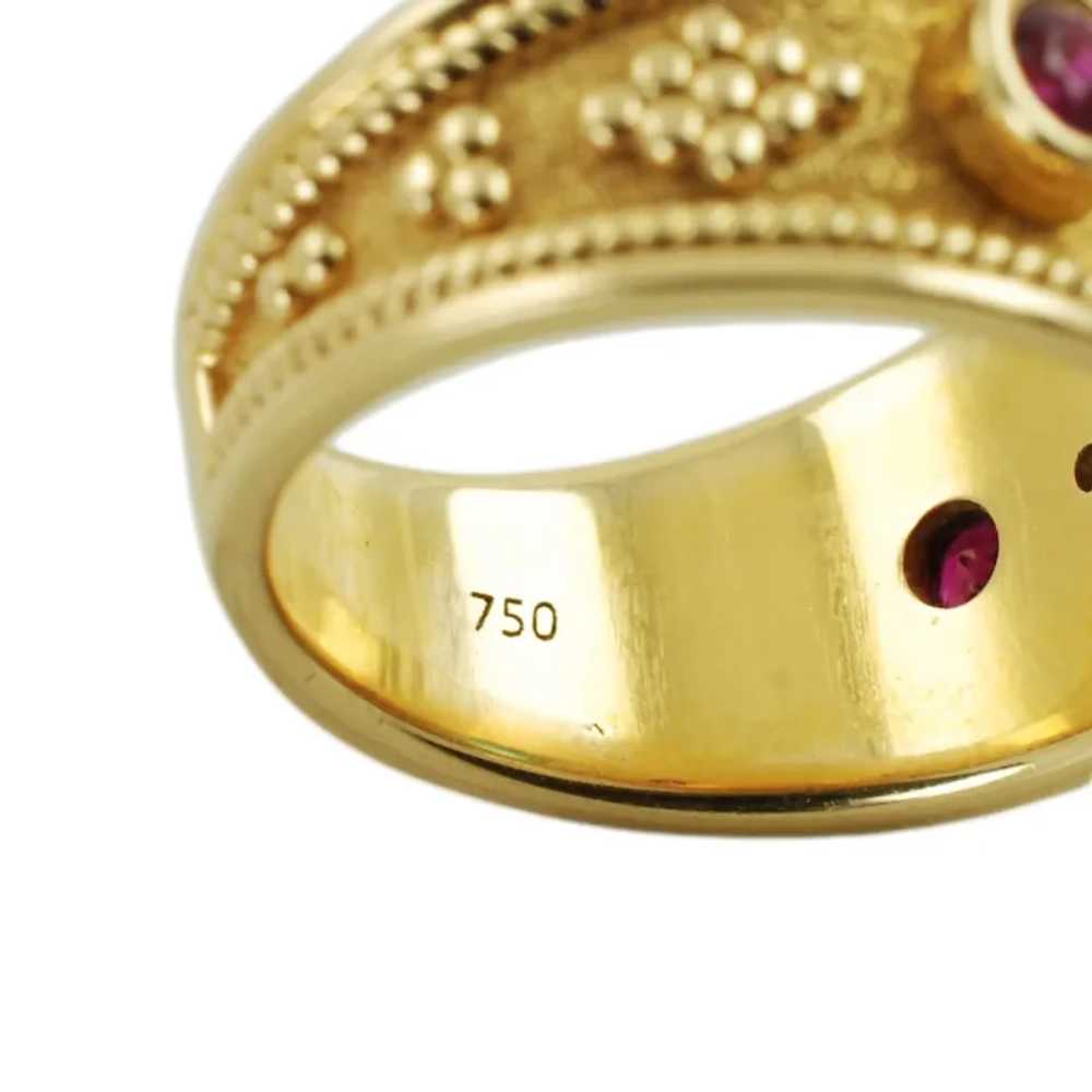 Vintage Etruscan Style 18k Gold Emerald Ruby and … - image 8