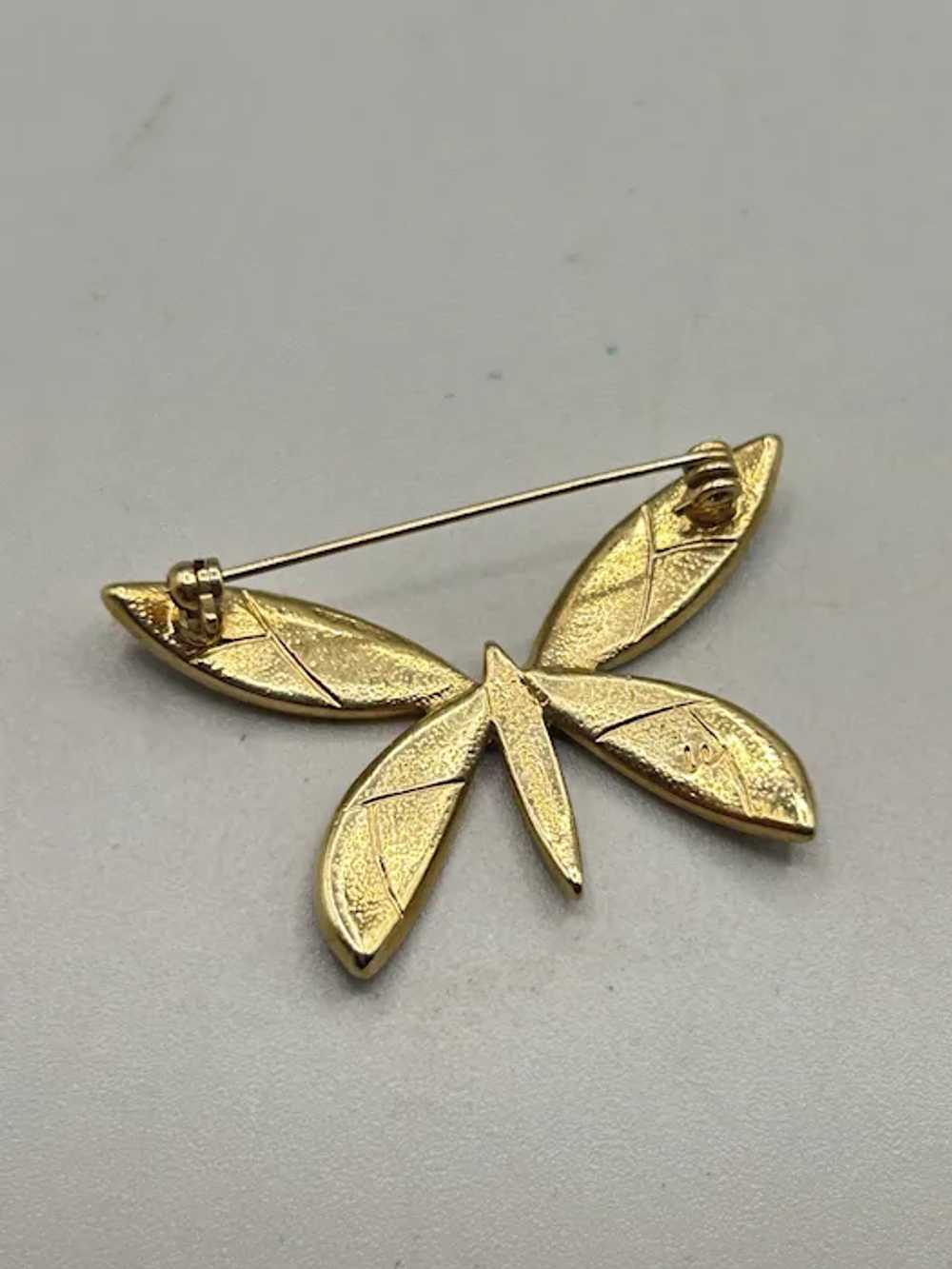 Signed LC Liz Claiborne Enameled Butterfly Pin Br… - image 6