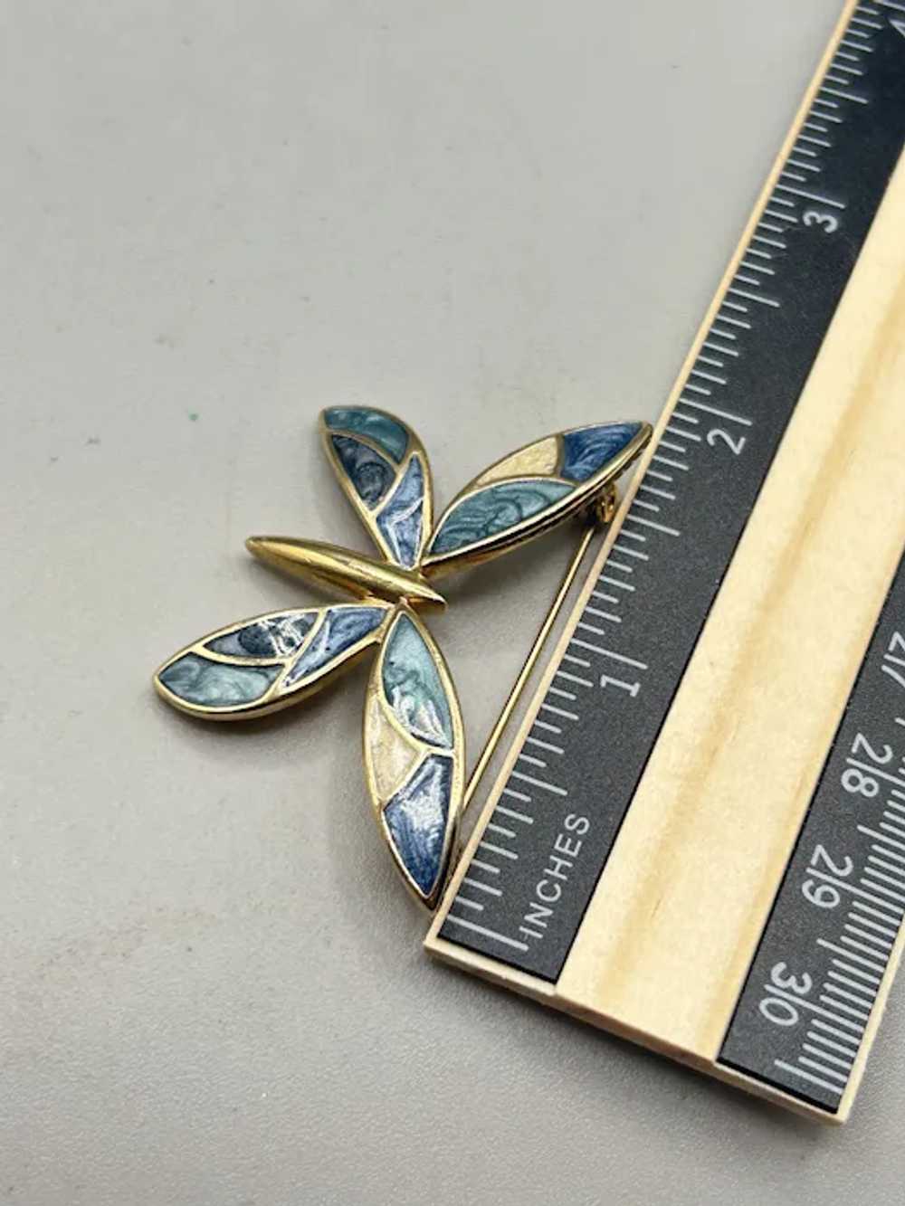 Signed LC Liz Claiborne Enameled Butterfly Pin Br… - image 7