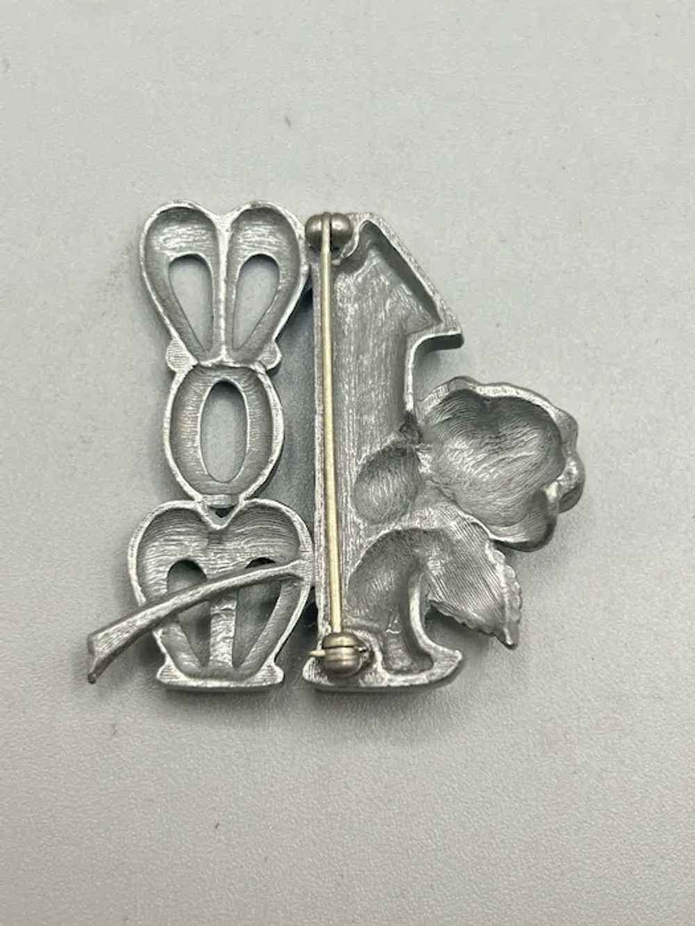 #1 MOM Pewter Pin Brooch Vintage 70s Pin with Ros… - image 5