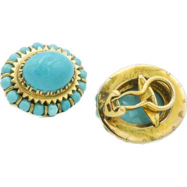 Victorian Turquoise Robins Egg Blue Cluster Earri… - image 1