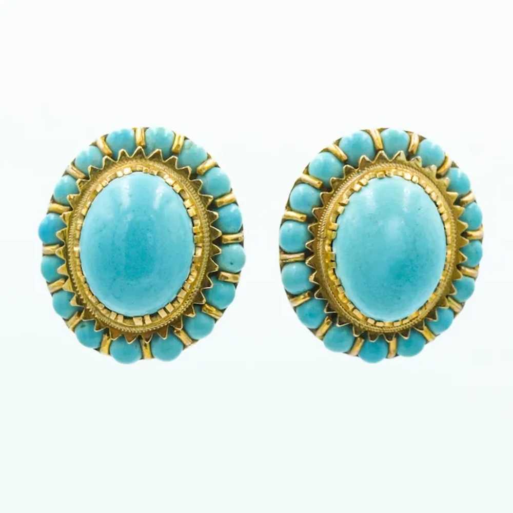 Victorian Turquoise Robins Egg Blue Cluster Earri… - image 2