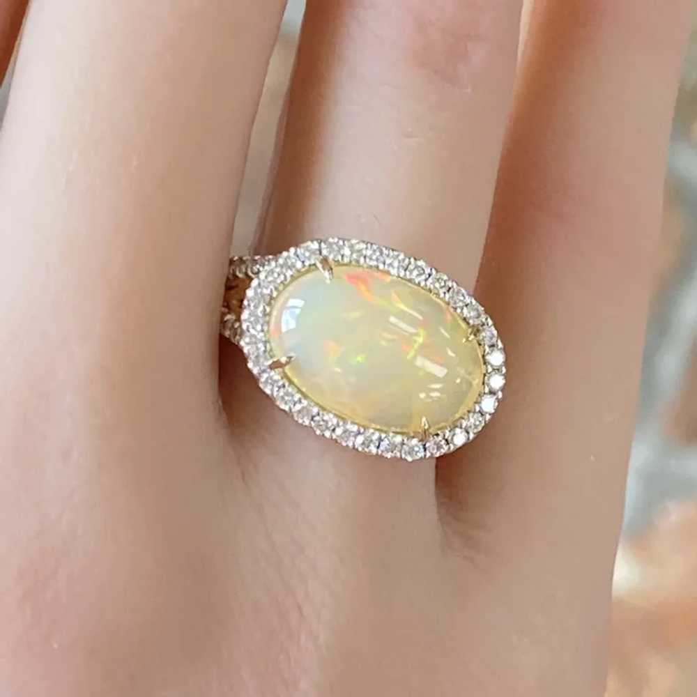 Mesmerizing Opal and Diamond Halo Ring 4.10 Carat… - image 10