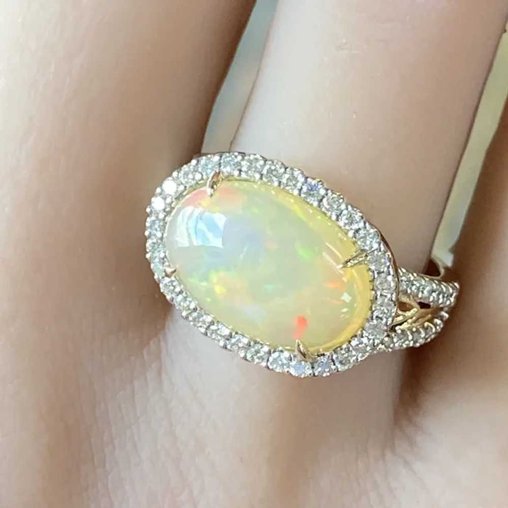 Mesmerizing Opal and Diamond Halo Ring 4.10 Carat… - image 11