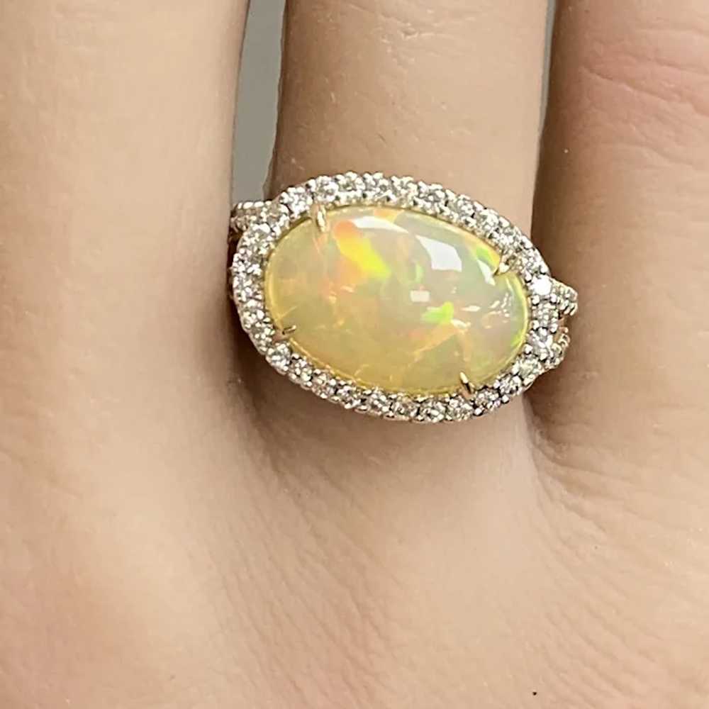 Mesmerizing Opal and Diamond Halo Ring 4.10 Carat… - image 3