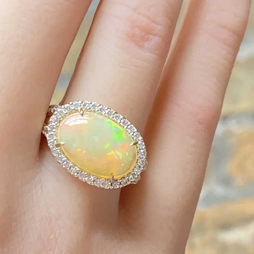 Mesmerizing Opal and Diamond Halo Ring 4.10 Carat… - image 4