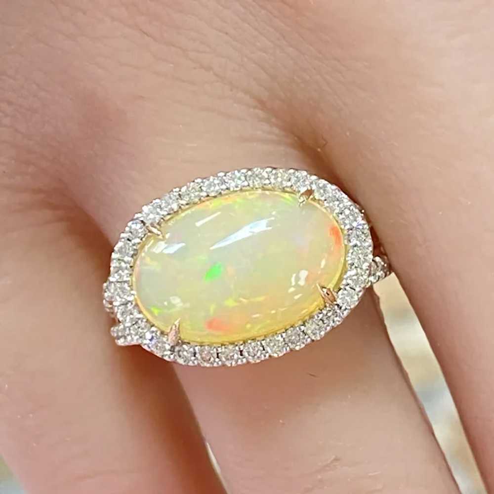 Mesmerizing Opal and Diamond Halo Ring 4.10 Carat… - image 5