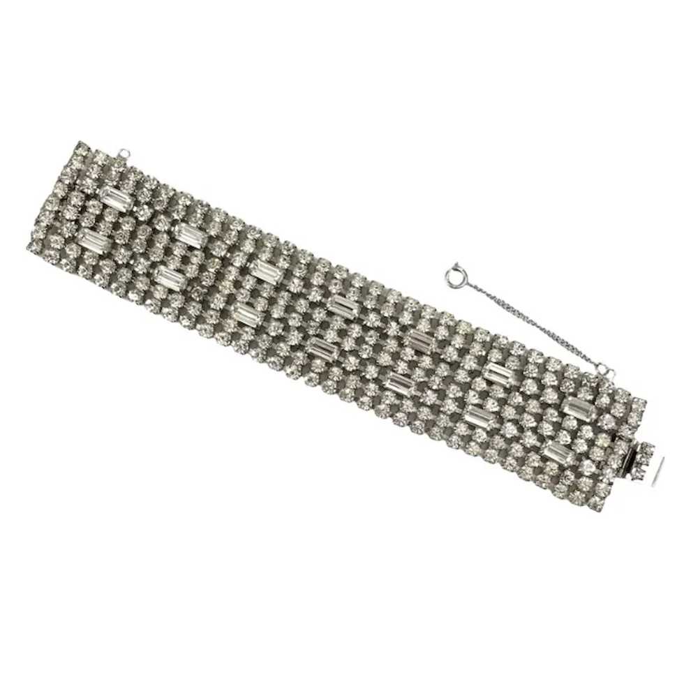 Wide Rhinestone Bracelet Vintage 1950's Glamorous - image 2