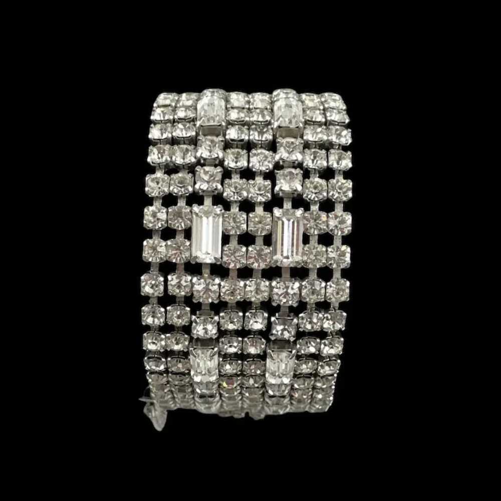 Wide Rhinestone Bracelet Vintage 1950's Glamorous - image 3